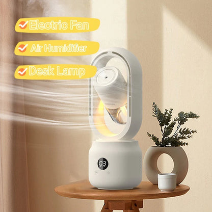 Summer Water Cooled Spray Mist Electric Fan USB Rechargeable Portable Wireless Air Humidifier Bladeless Ventilator Table Fan