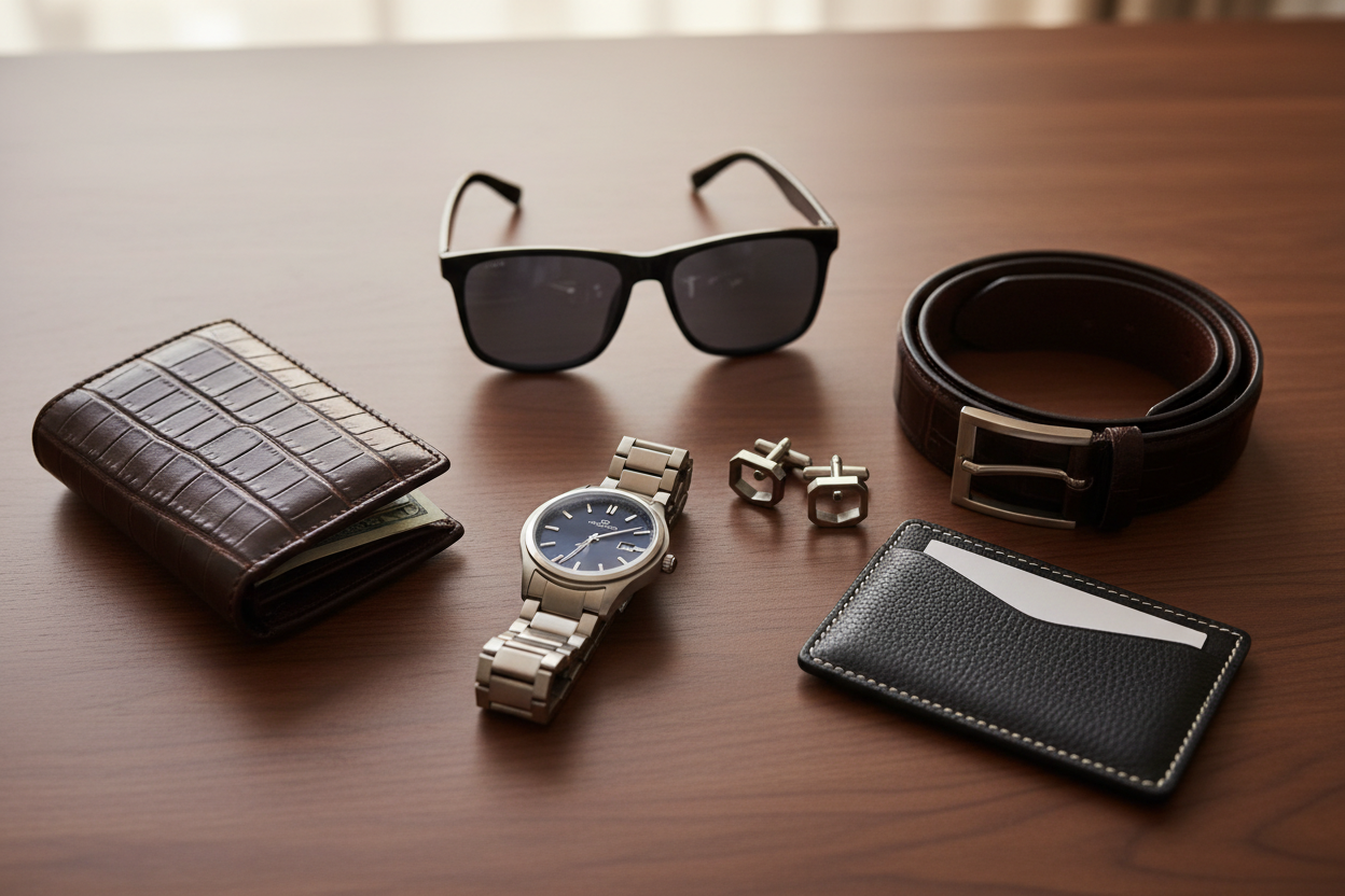 Elevate your everyday style with our curated collection of Premium Accessories for Men. Each item is handpicked for the modern gentleman, offering the perfect blend of sophistication, functionality, and timeless appeal. Whether for business or casual looks, these accessories are designed to refine your ensemble.

Refine your look! Explore our Premium Accessories for Men collection and discover the perfect finishing touches for your distinct style.