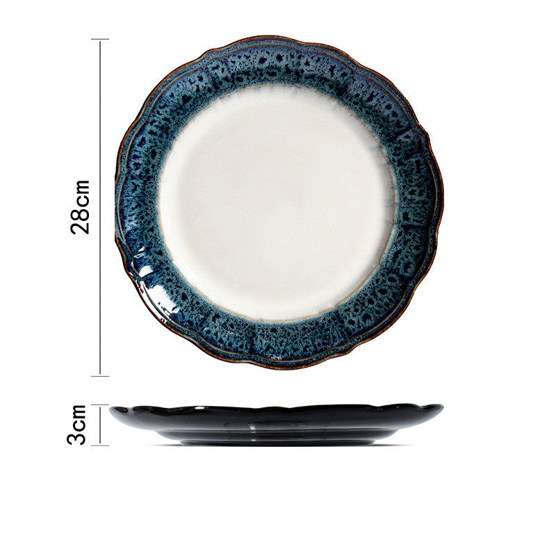 Creative Ceramic Plate American Retro Embossed Tableware Set