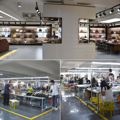 Crossbody bag shown in retail store aisle with tables of accessories