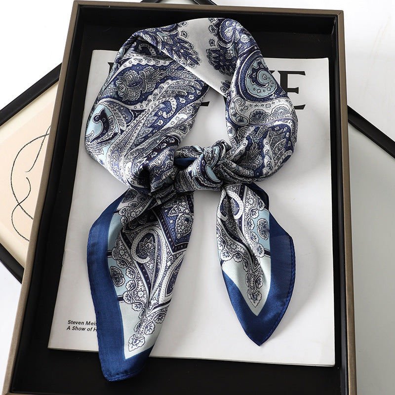 Solid Color Square Scarf - Elegance & Style Artificial Silk Striped High-grade Korea | Ectron Online