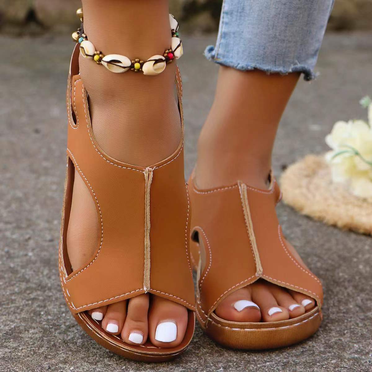 New Summer Wedge Sandals with Elastic Band – Women's Casual New Summer Wedges Sandals With Elastic B | Ectron Online