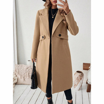 Women's Notch Lapel Trench Coat | Mid-Long Casual & Formal Jacket Women's Notch Lapel Trench Coat, Single | Ectron Online