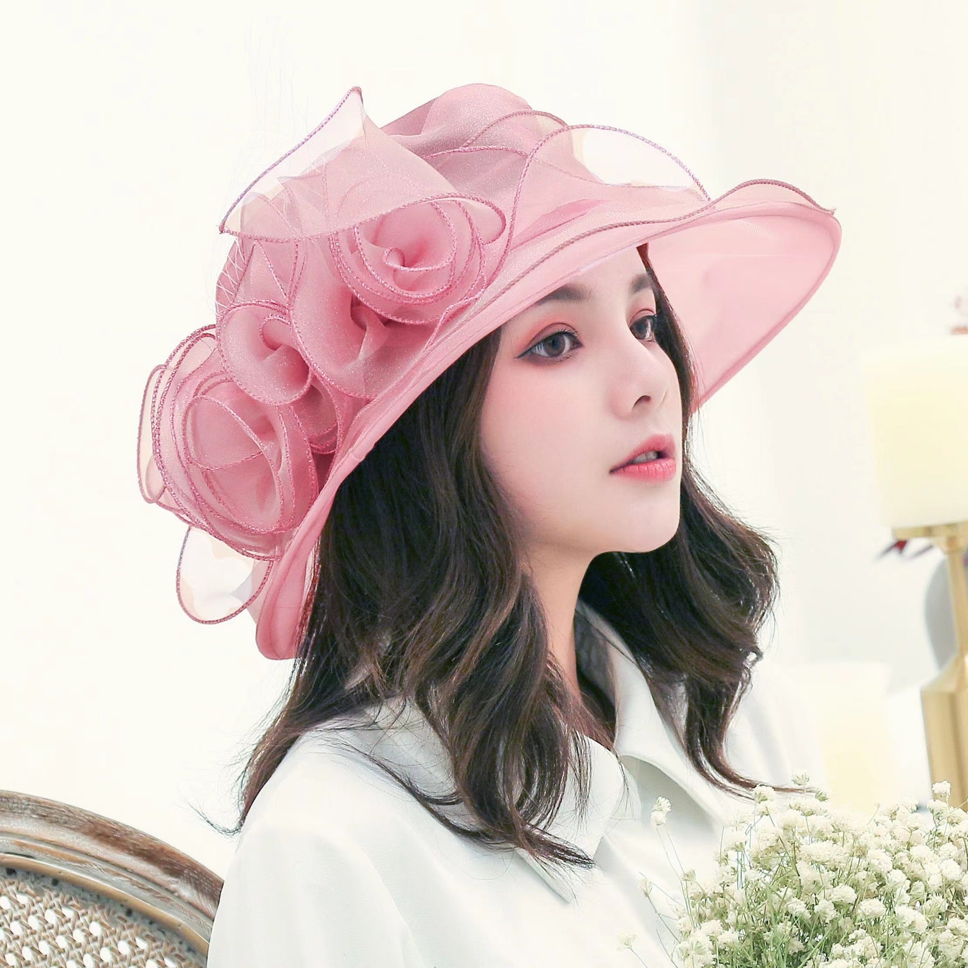 Elegant Organza Sun Hat for Women - Bowler Style Women's Sun Hat Mesh Bowler Hat Organza | Ectron Online