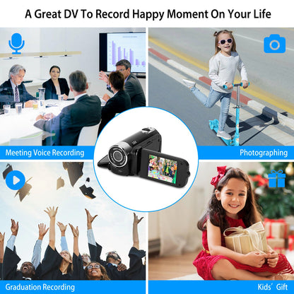 HD 1080P Digital Video Camcorder | 16X Zoom Camera with 270° Screen Black-Red Options - 1Pc HD 1080P Digital | Ectron Online