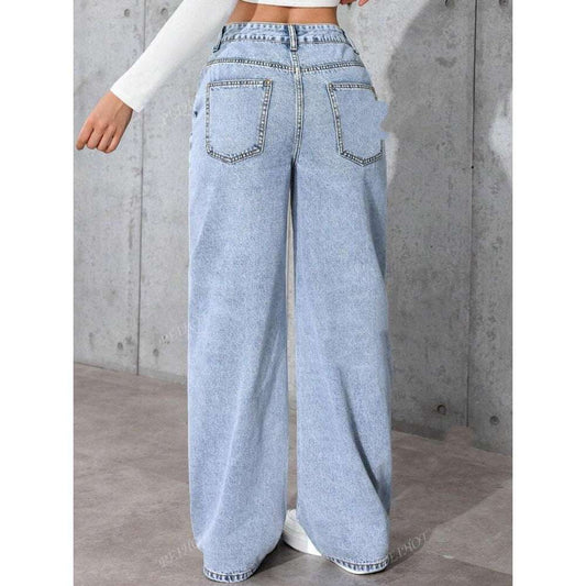 Sweet And Spicy Style High Waist Straight Jeans