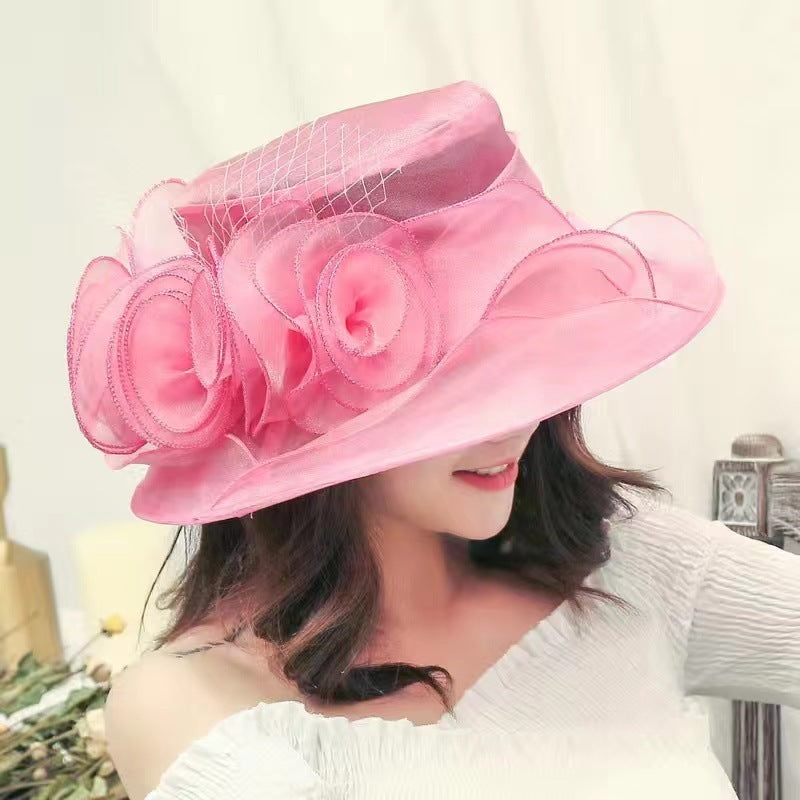 Elegant Organza Sun Hat for Women - Bowler Style Women's Sun Hat Mesh Bowler Hat Organza | Ectron Online