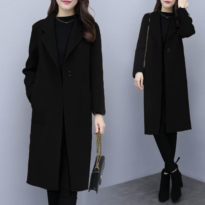 Women's Loose Wool Overcoat - Mid-length & Warm Style Mid-length Loose Wool Overcoat Women's C | Ectron Online