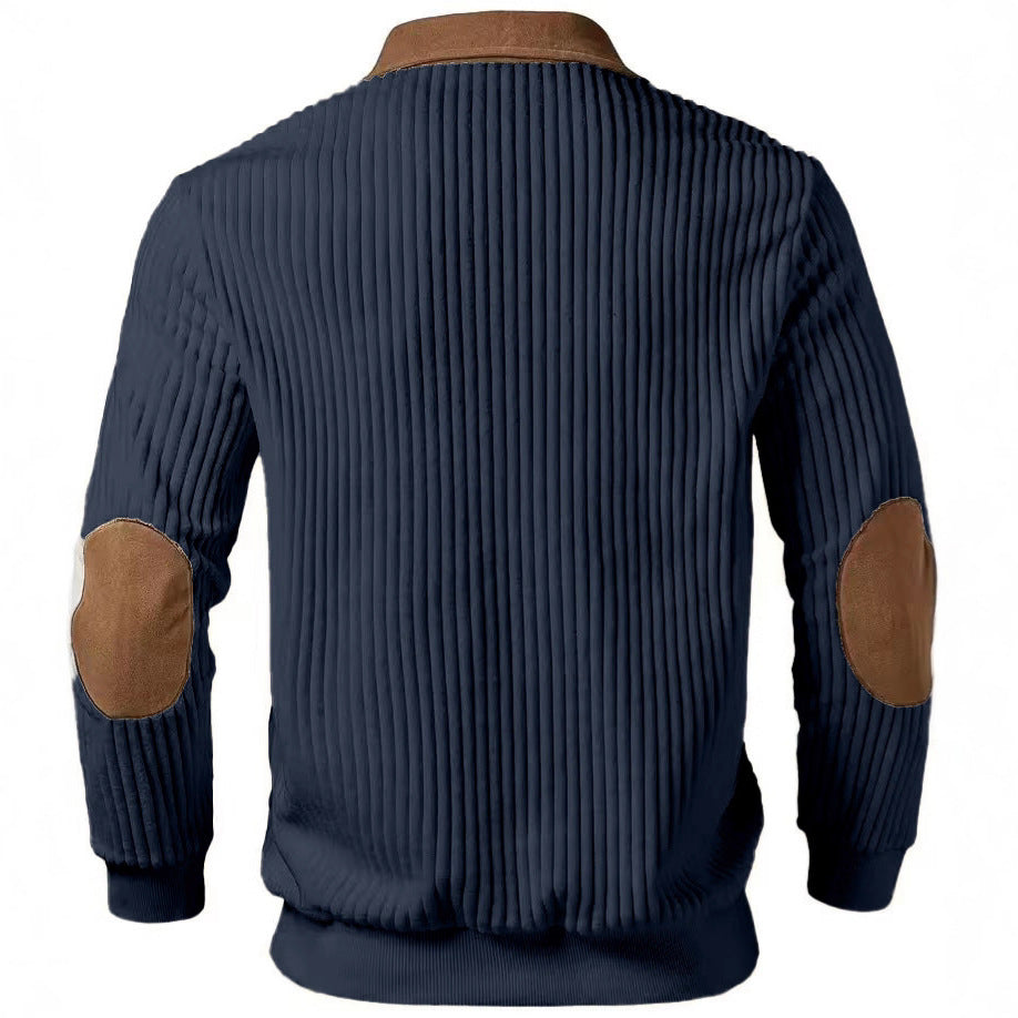 Women's Notched-Collar Patchwork Knit Top