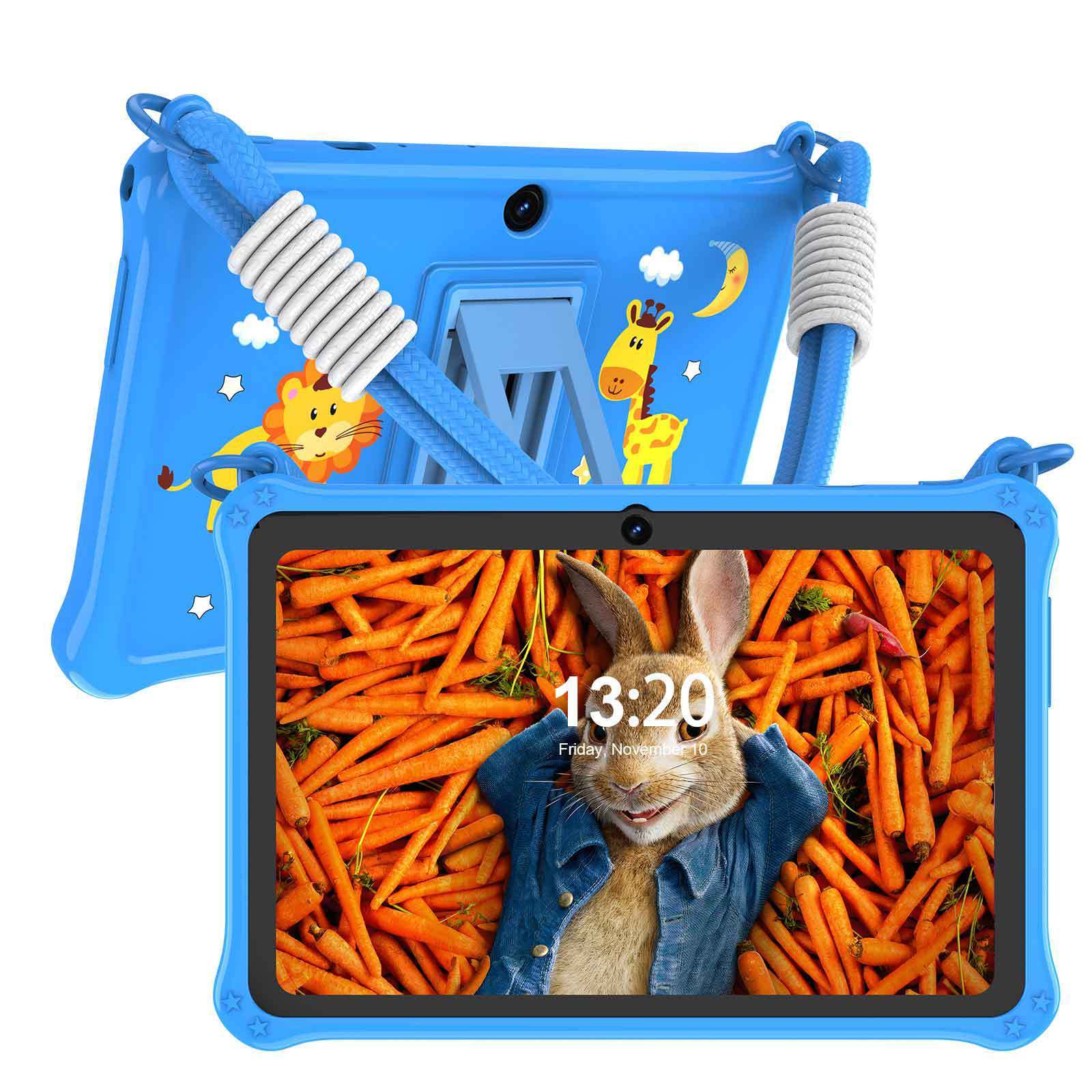 {{ brand }} 7-Inch Tablet Case for Kids: Silicone with Strap Sapphire Blue - 7-inch Children's Flat Strap Protective