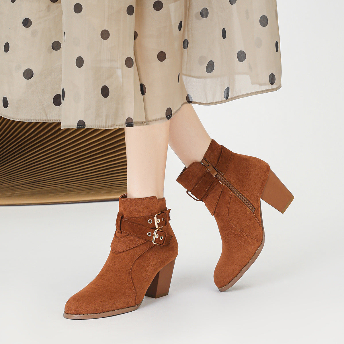 Elegant Suede Ankle Boots for Women - Comfortable High Heel Women's Ankle Boots New Fashion Ankle Bo | Ectron Online