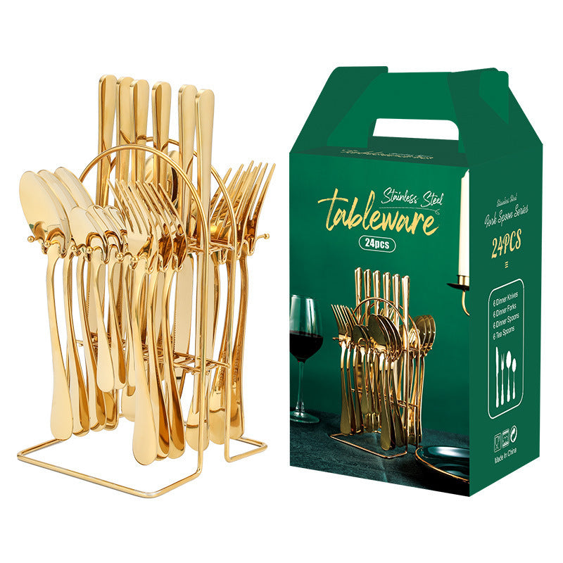 Stainless Steel Knife, Spoon & Fork Utensil Set Gold Dinnerware Set Stainless Steel Tabl | Ectron Online