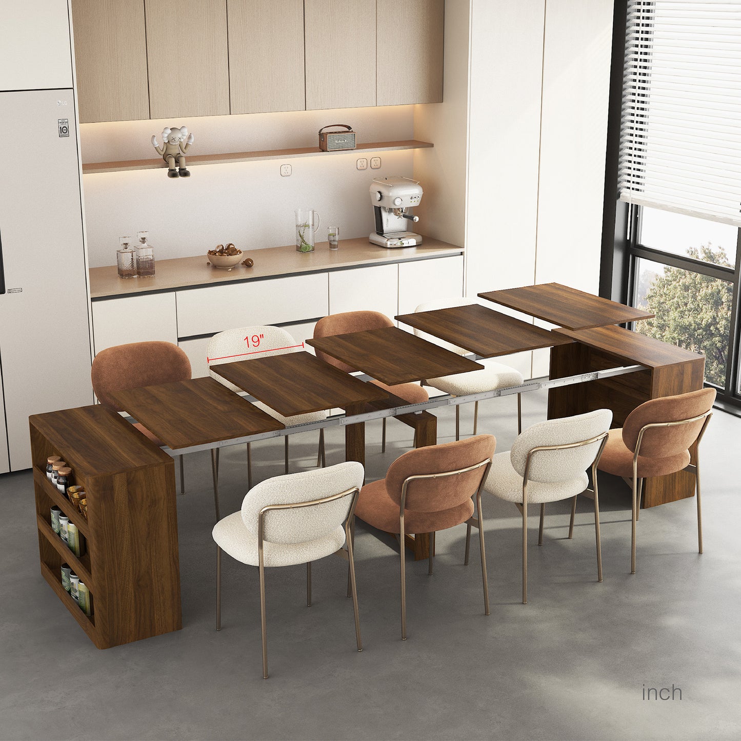 Extendable Dining Table for 1-10 People - Foldable Wood Console