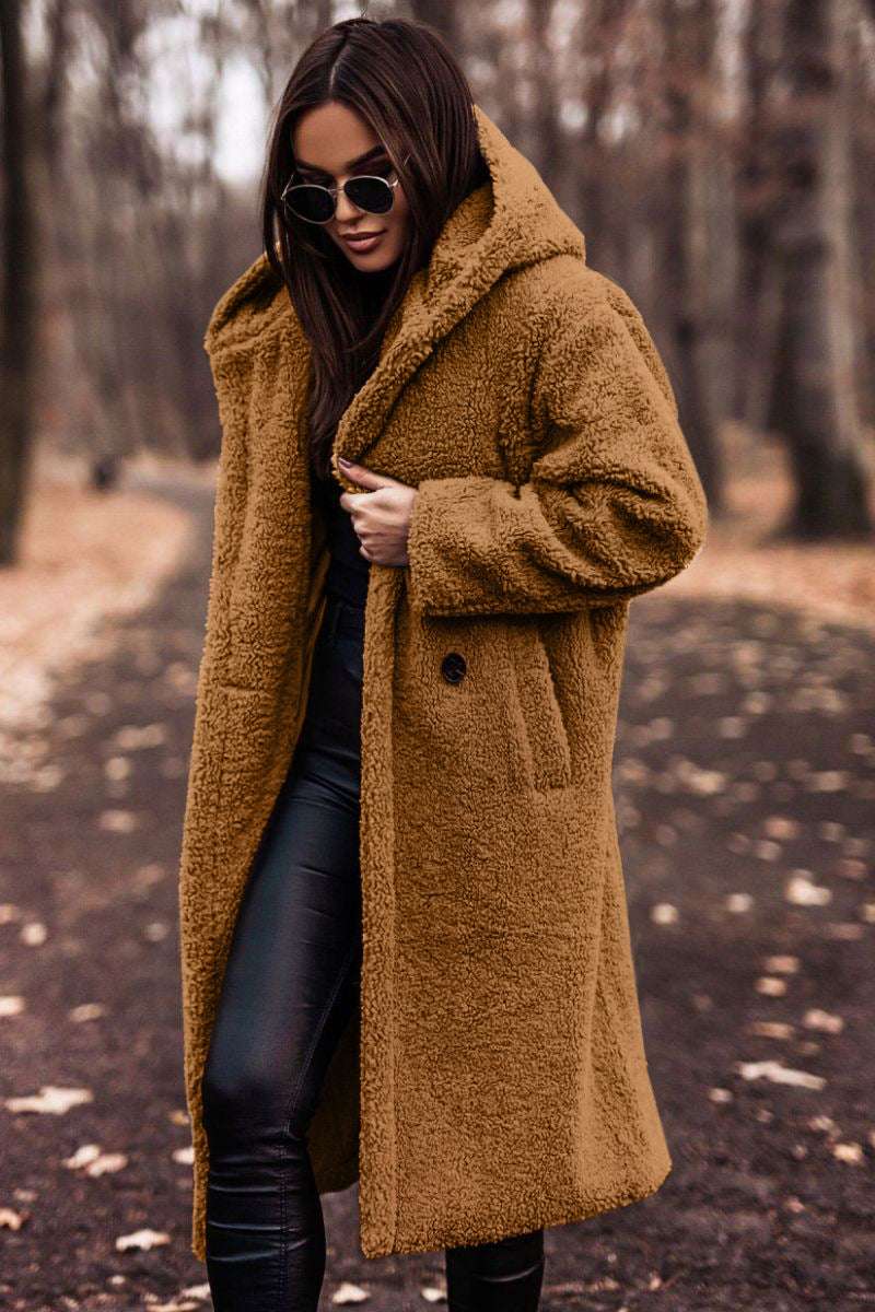 Women's Elegant Faux Fleece Long Teddy Coat Autumn Winter Fashion Elegant Long Coat | Ectron Online
