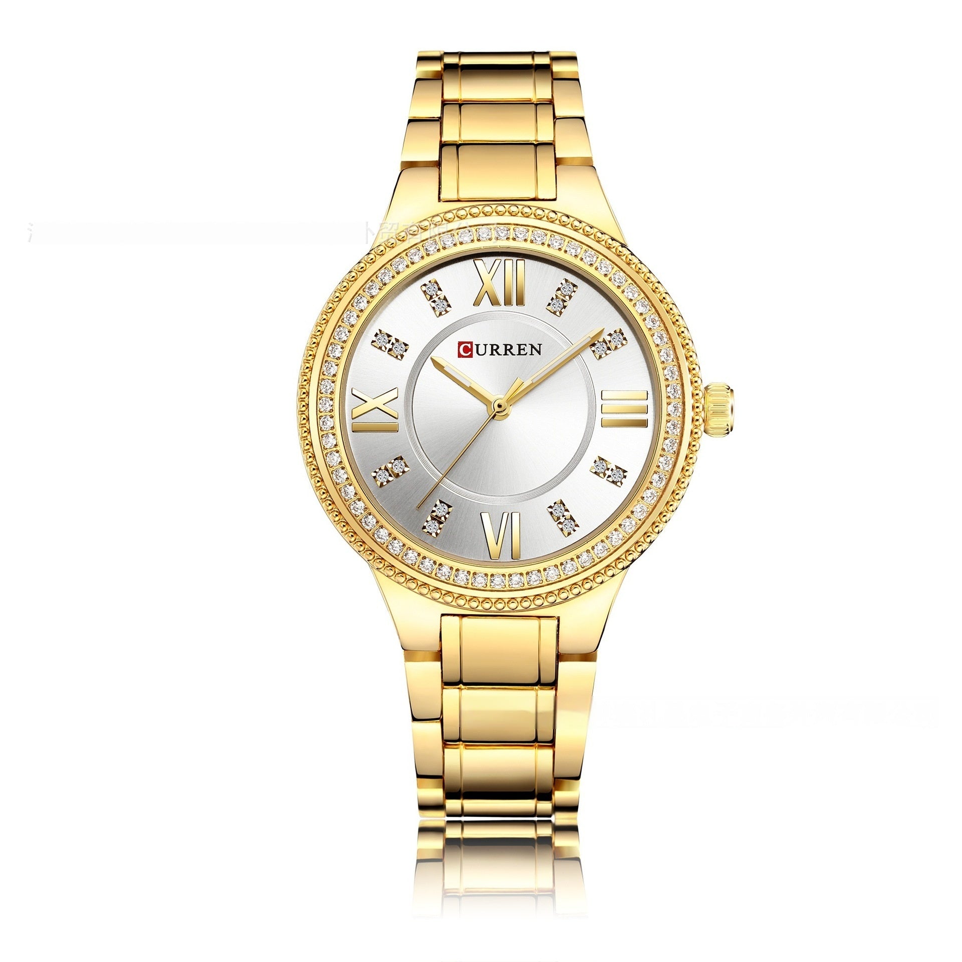 Women's Diamond-Embedded Steel Watch Women's Quartz Fashion Waterproof Diamon | Ectron Online