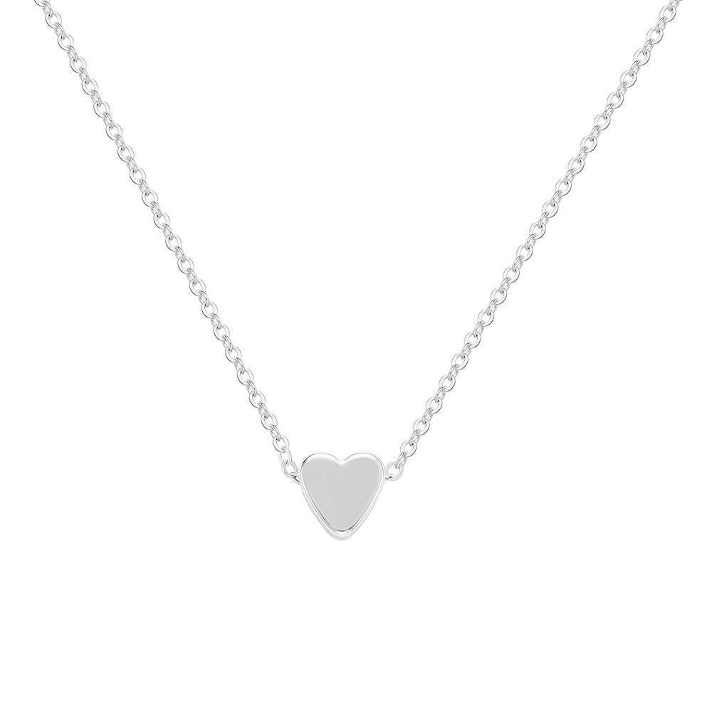 Silver heart pendant necklace with smooth pointed heart charm