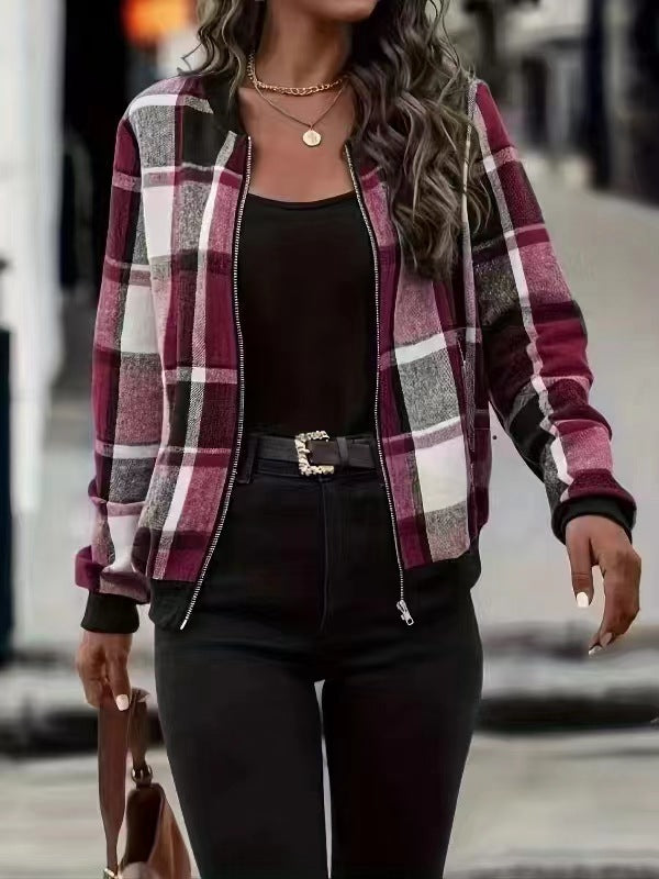 European & American Plaid Baseball Jacket - Autumn/Winter Style European And American Autumn And Winter | Ectron Online