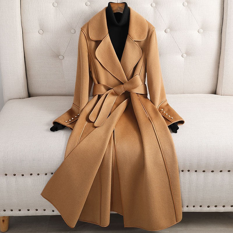 Slimming Woolen Coat - Over-the-Knee Outerwear & Jackets | Ectron Online