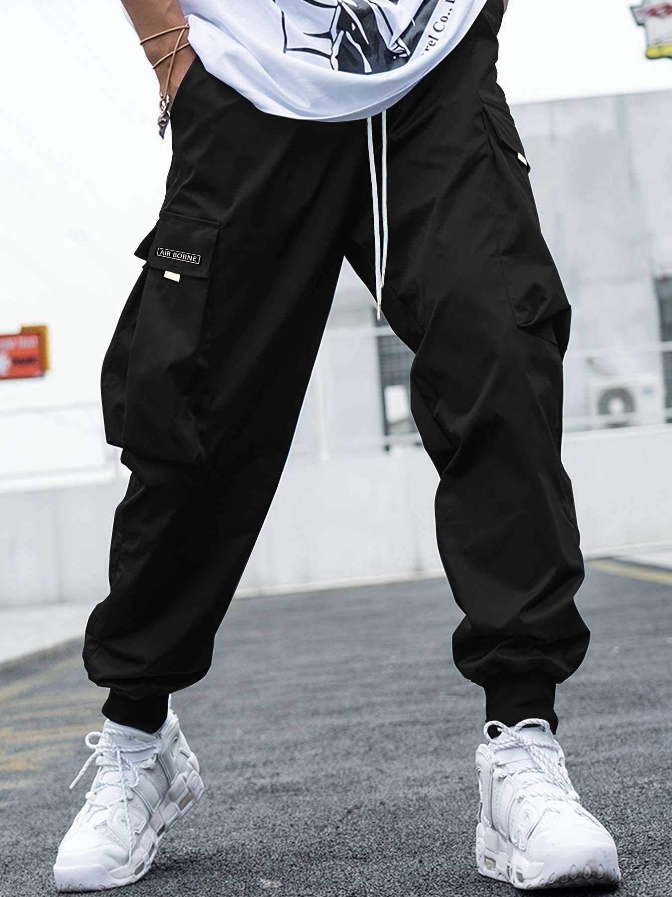 Multi-pocket Cargo Pants Men's Casual Hip-Hop Drawstring Trousers Outdoor Streetwear Sports Pant
