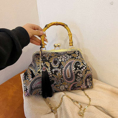 Vintage Dinner Silk Satin Chinese Clutch Bag Handbag