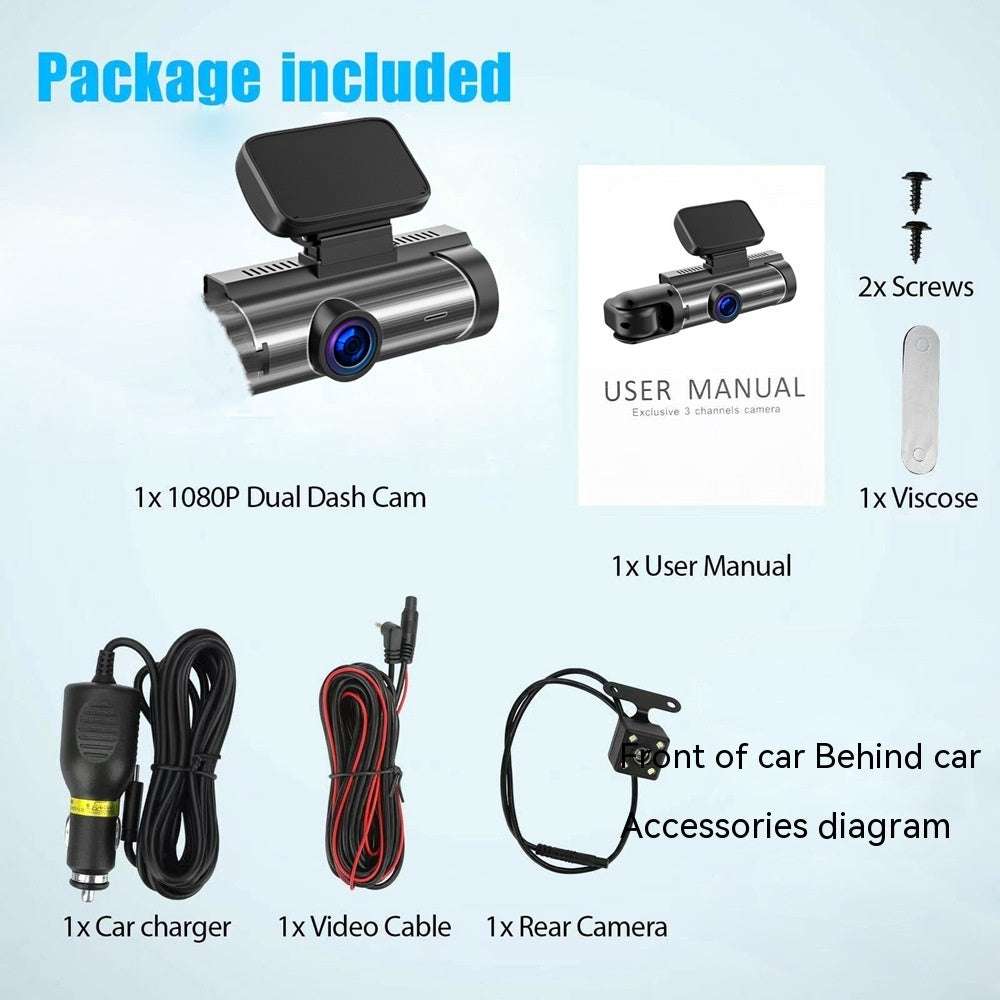 Dual-Lens HD Dash Cam – 3.16" Screen Driving Recorder Dual-lens HD 316-inch Driving Recorder | Ectron Online