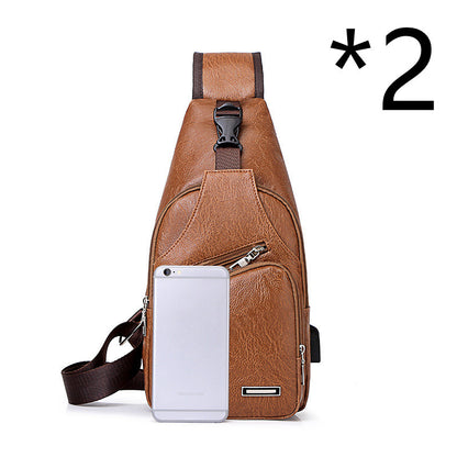 Light brown chest bag with smartphone fit in the main compartment