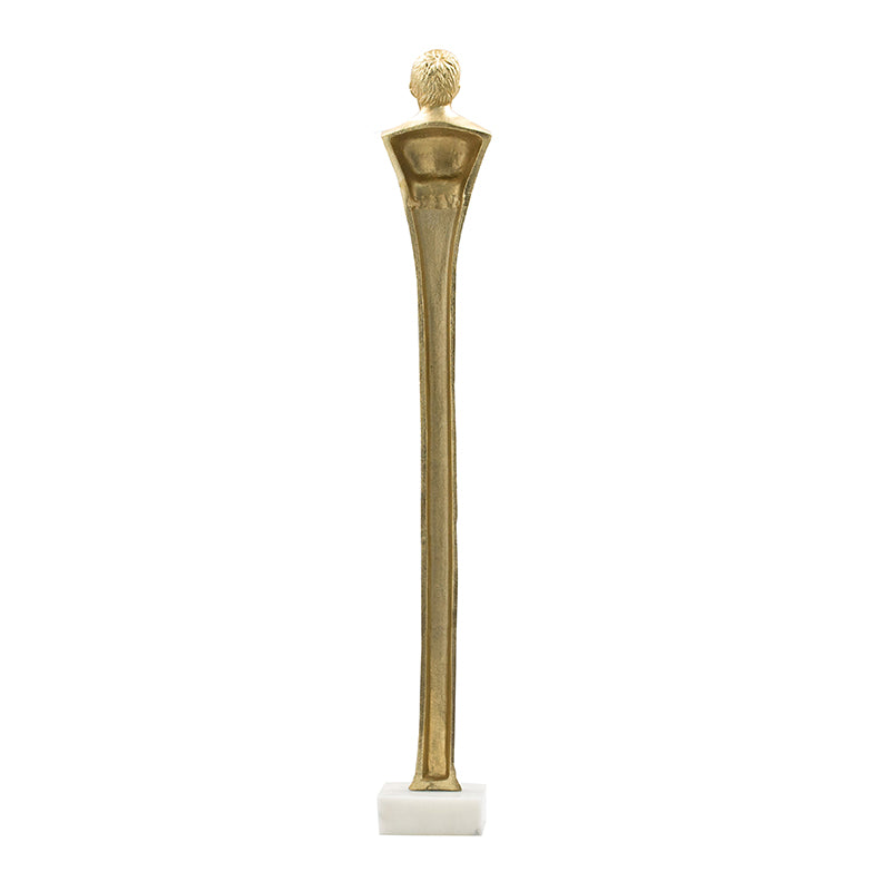 Elongated Gold Roman Statue - 32" Decor on White Marble Base