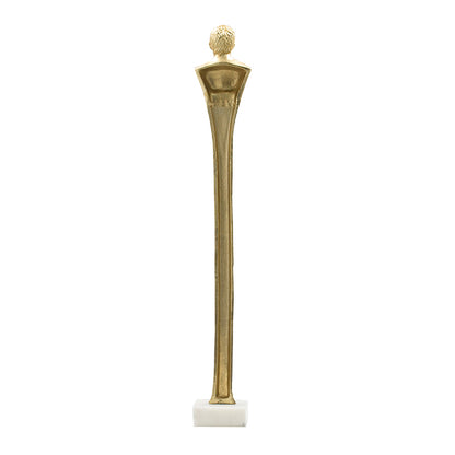 Gold Roman statue head and torso detail on white marble base