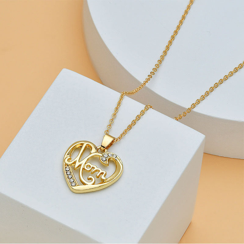 A Mother's Love | Heart-Shaped Diamond Letter Necklace Mother's Day Mom Heart Shape With Diamond Letter Necklace For Women Fine Jewelry Women Accessories Fashion Jewelry | Ectron Online
