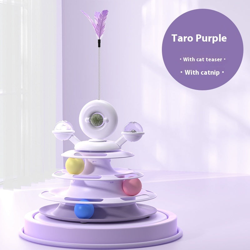 4 Levels Cat Toy Tower with Turntable & Roller Balls 4 Levels Cat Toy Tower Turntable Roller | Ectron Online
