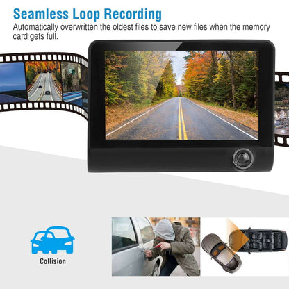 1296P 3-Lens Car Dash Cam - Front, Interior & Rear DVR Recorder 1296P Car DVR Dash Camera 4In 3 Lens Veh | Ectron Online