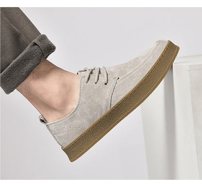 Casual Smart Flat Shoes Spring New Matte Leather Lace-up Men
