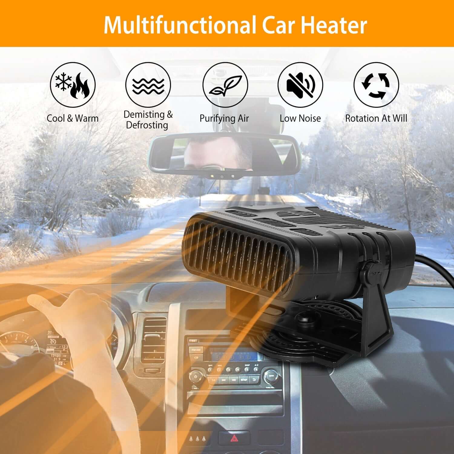 2-in-1 Portable Car Heater & Defroster - 12V/120W or 24V/200W 24V 200W Or 12V 120W Portable Car Heate | Ectron Online