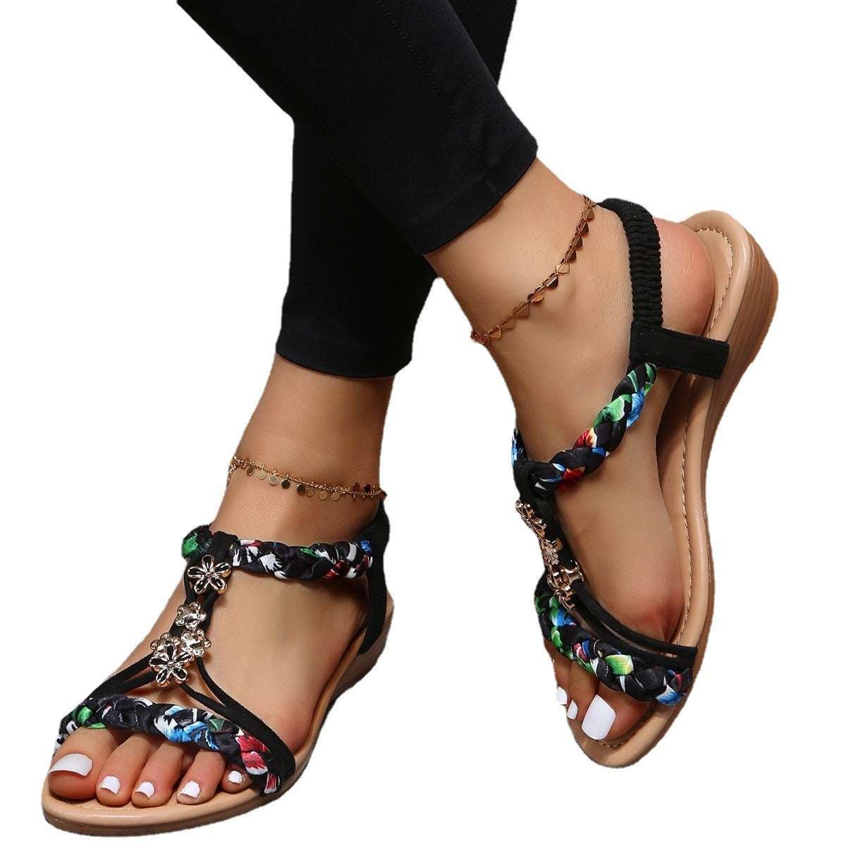 Women’s Open Toe Sandals – Color Block Fabric Design Women's Open Toe Sandals Made Of Color B | Ectron Online