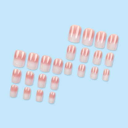 Simple Pink And White Gradient Detachable Nail Art