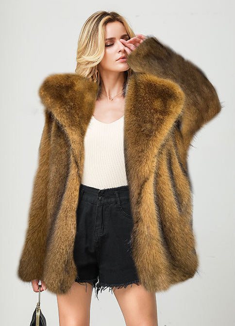 Mid-Length Faux Fur Coat