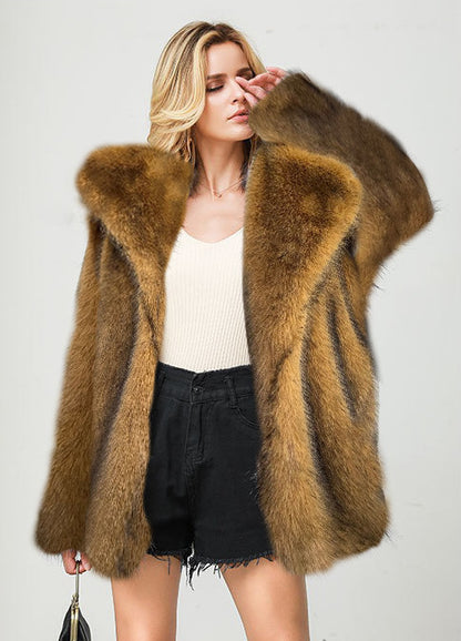 Mid-Length Faux Fur Coat