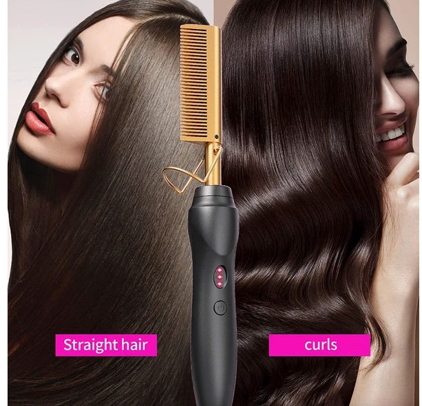 2-in-1 Electric Beard & Hair Straightener Comb