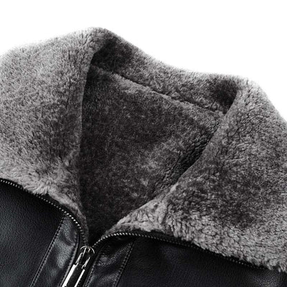 Middle-aged Plus Suede Winter One-piece Fur Men's Sheep Lapel Polo Coat