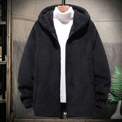 New Men's Large Size Fleece Hooded Jacket