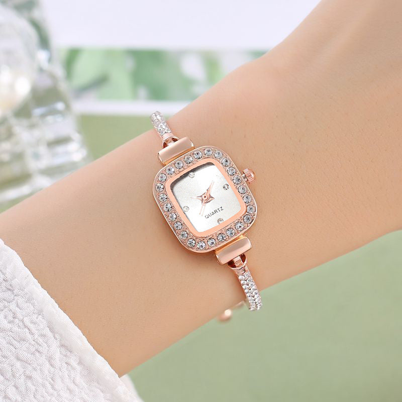 Women's Square Diamond Bracelet Watch Pulling Rope Design Small Square Diamond | Ectron Online