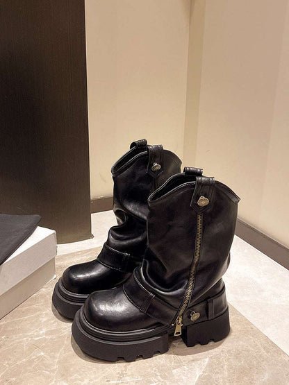 Fashionable All-match Thick Bottom Increased Vintage Martin Boots Fashionable All-match Thick Bottom Incre | Ectron Online