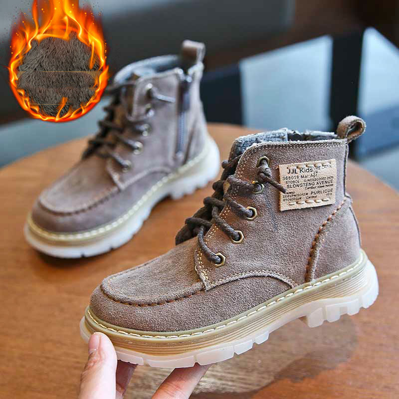 Fashionable Kids' Leather & Velvet Martin Boots Children's New Martin Boots Leather And | Ectron Online