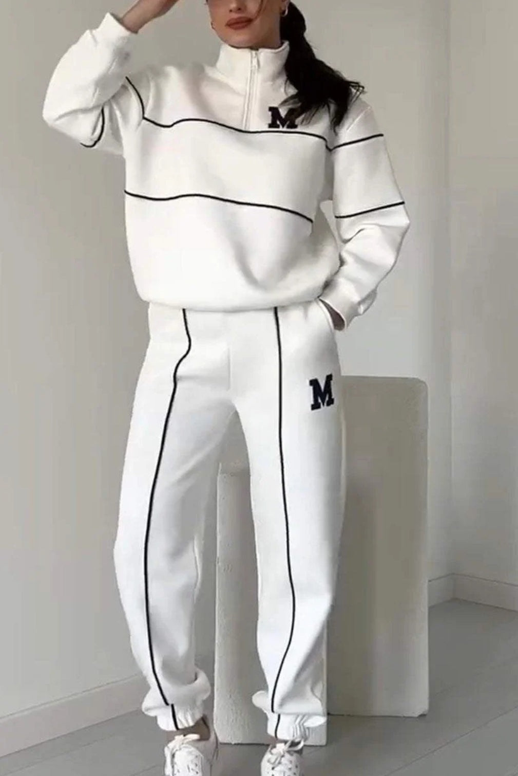 Baggy Sweatshirt & Sweatpants 2-Piece Outfit Womens 2 Piece Outfits Lounge Hoodless P | Ectron Online