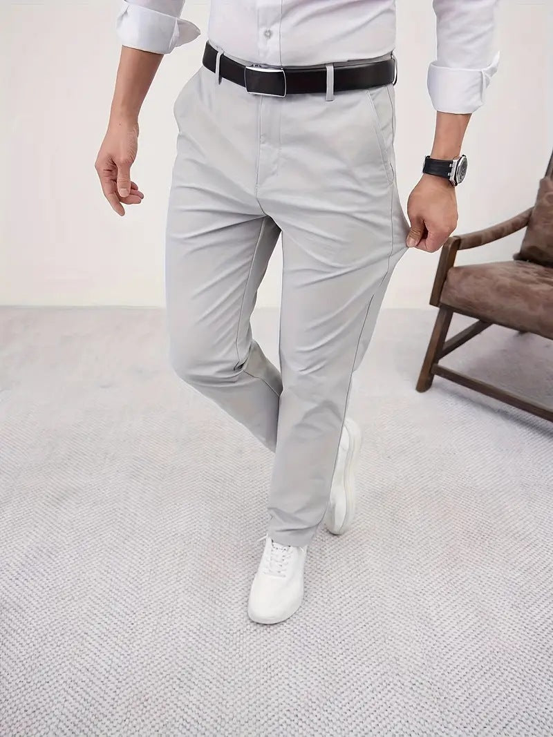 Men's Slim Fit Tapered Business Pants Men's Slim Fit Business Pure Color Casua | Ectron Online