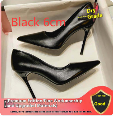 Women's Black Soft Leather Heels - Stiletto & Pointed Toe Women's Black Soft Leather High Heels St | Ectron Online