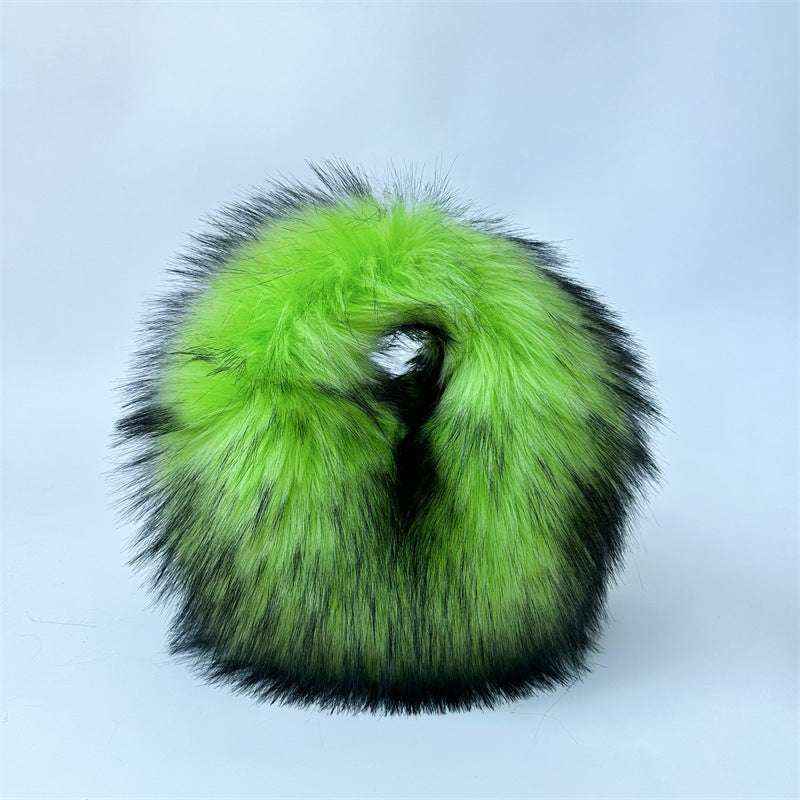 Artificial Raccoon Fur Ball Bag Plush Punk Style Y2K

