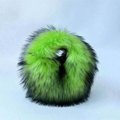 Artificial Raccoon Fur Ball Bag Plush Punk Style Y2K

