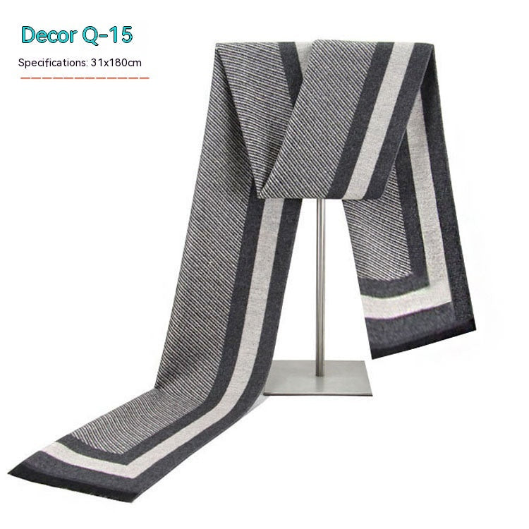 Men's Striped Winter Scarf Men's Striped Winter Warm Artificial Cas | Ectron Online