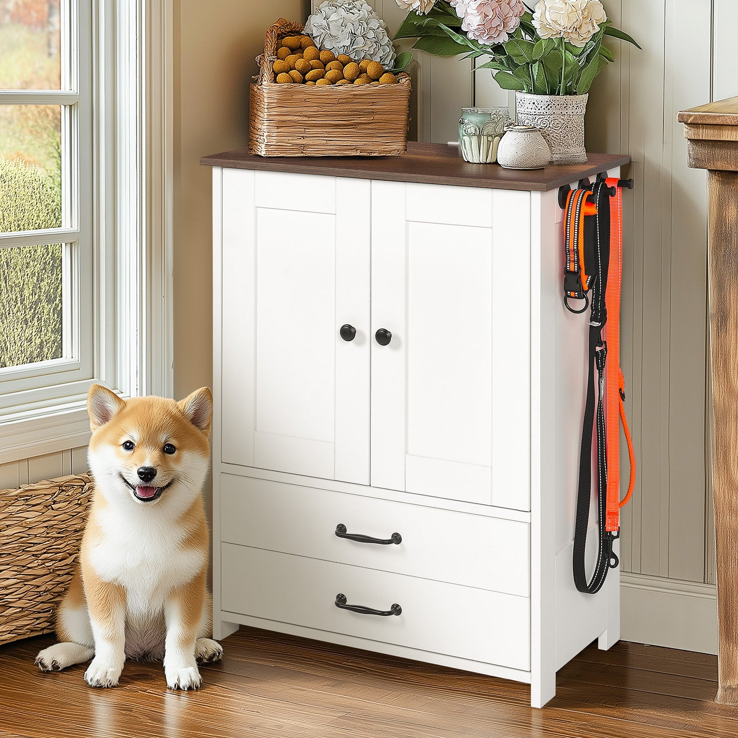 Dog Feeding Station - Double Door Locker with 2 Adjustable Bowls